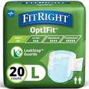 FitRight Adult Diapers, Extra+ Heavy Absorbency, L (Waist Size 44in-56in), 20 Count, OptiFit Incontinence Briefs for Men and Women, Disposable, Moisture-Wicking, Leak Protection,