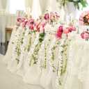 Hoteam 20 Pcs 131 Ft Artificial Wisteria Hanging Flowers Garland with String Light 6.56 Ft/Pcs White Flower Garlands Wedding Arch Garland Fake Wall Backdrop Artificial Flowers for Garden Outdoor