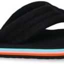 Women's Quilted Terry Flat Flip Flop Sandals (11, Black)