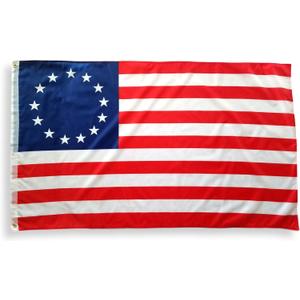 Betsy Ross 3x5 Flag - 100% Polyester, Double Stitched Edges, Two Brass Grommets - Revolutionary War Old American Flag
