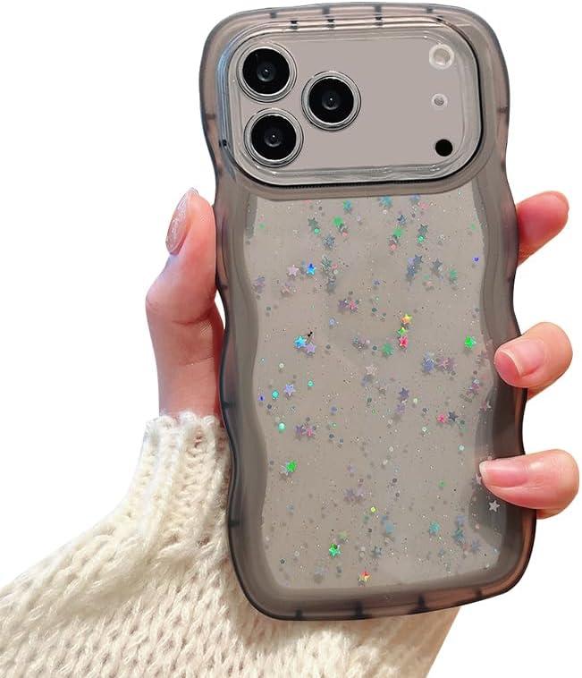 For iPhone17 case cover wave wave type sunami wavy cute translucent TPU soft case simple protective case iPhone 17 iPhone (clear black)