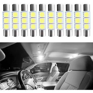 10PCS Car Visor Light 28MM Car Roof Lights LED Reading Light Bulb, Cars Vanity Bulbs, T6 5050 Auto LED Sun Visor Lights Replacement, 28mm 29mm 6614F Festoon Bulbs Fit for Cars (White)