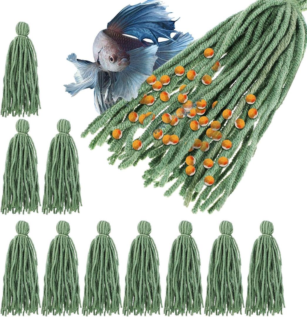Homoyoyo 10pcs Spawning Mops, Aquarium Breeding Spawning Fish, Floating Hiding Grass for Fish and Shrimp Egg Laying, Aquarium Tank Decorative Breeding Accessories