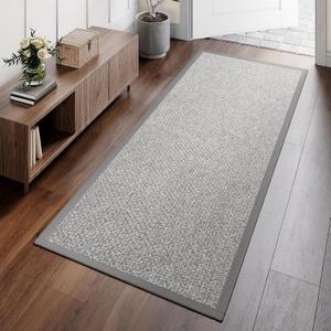 YDKGL Washable Hallway Runner Rug 2x5 Jute Like Kitchen Runner Mat Rugs Non Slip, Woven Soft Entryway Farmhouse Runner Boho Floor Carpet for Indoor Laundry Hall Backdoor Bedroom Living Room, Grey