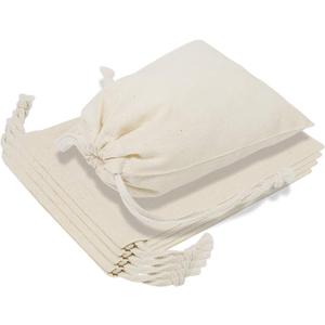 TOPDesign 10-Pack 10” x 12” Reusable Produce Bags, Muslin Bags with Drawstrings for Shopping & Storage, 100% Natural Cotton Bags, Washable, Biodegradable, Food Safe
