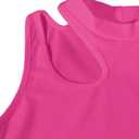 LovelyWholesale Crop Tops for Women Sexy Cut Out Tops Mock Neck Tank Top Hot Pink Medium (Pink, M)