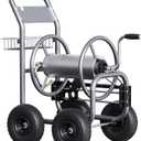 Giraffe Tools Heavy Duty Garden Hose Reel Cart with Wheels - Industrial Outdoor Hose Storage Reel, Pre-Installed Guide for 250-Feet of 5/8" Hose Capacity