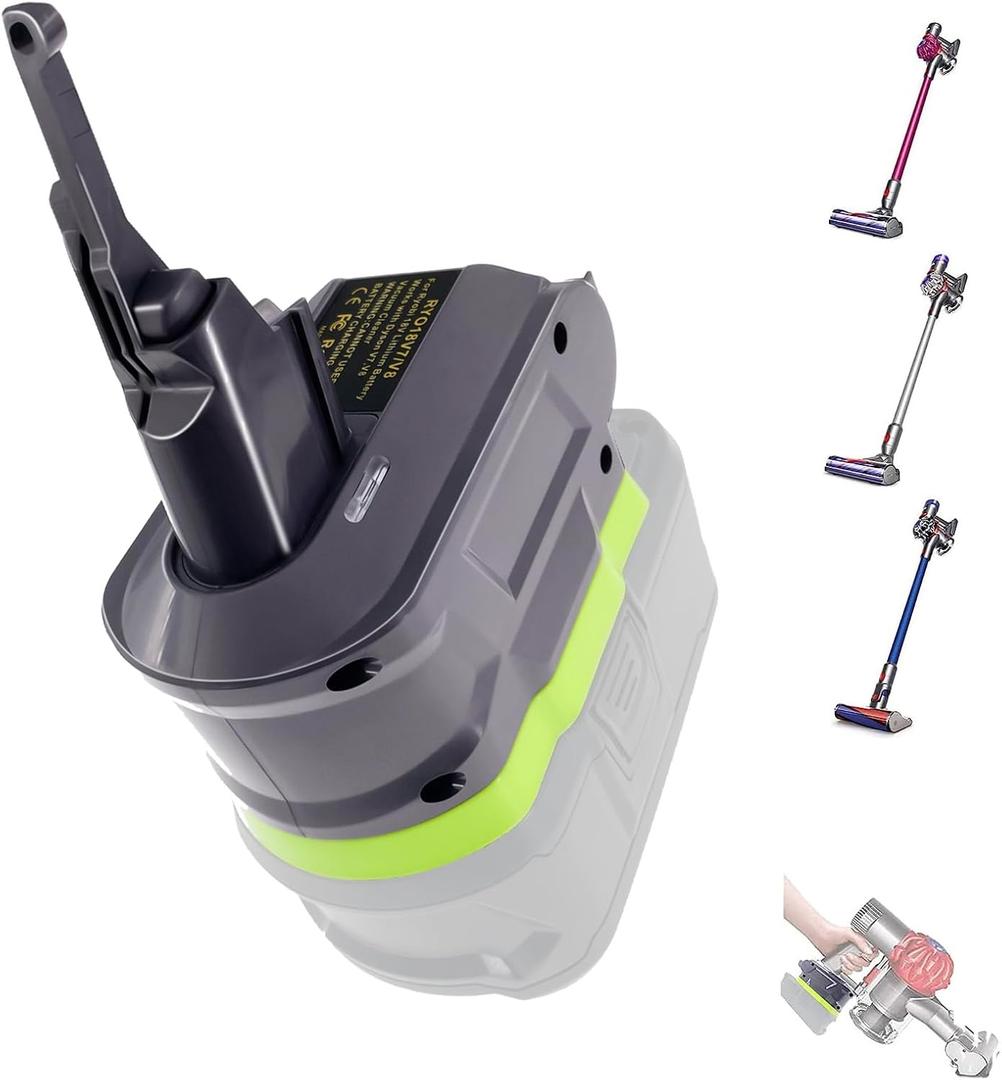 UNIKI 2-in-1 V7 V8 Adapter for Ryobi 18V Lithium Battery Work for Dyson V7 V8 Motorhead Pro,V7 V8 Trigger,V7 V8HEPA,V7 V8 Fluffy,V7 V8Mattress,V7 V8 Absolute,V7 V8 Car+Boat Vacuum Cleaners