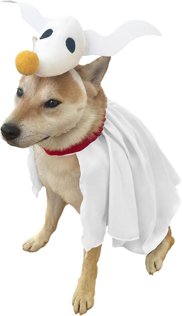 ComfyCamper Dog Ghost Costume - X Large Medium Small French Lab Night Lab Cosplay Halloween Christmas Costumes, Medium (White)
