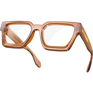 VISOONE Blue Light Blocking Glasses Rectangle Chic Preppy Look MultiColor Frame for Women Men RIVER (Malt Brown)