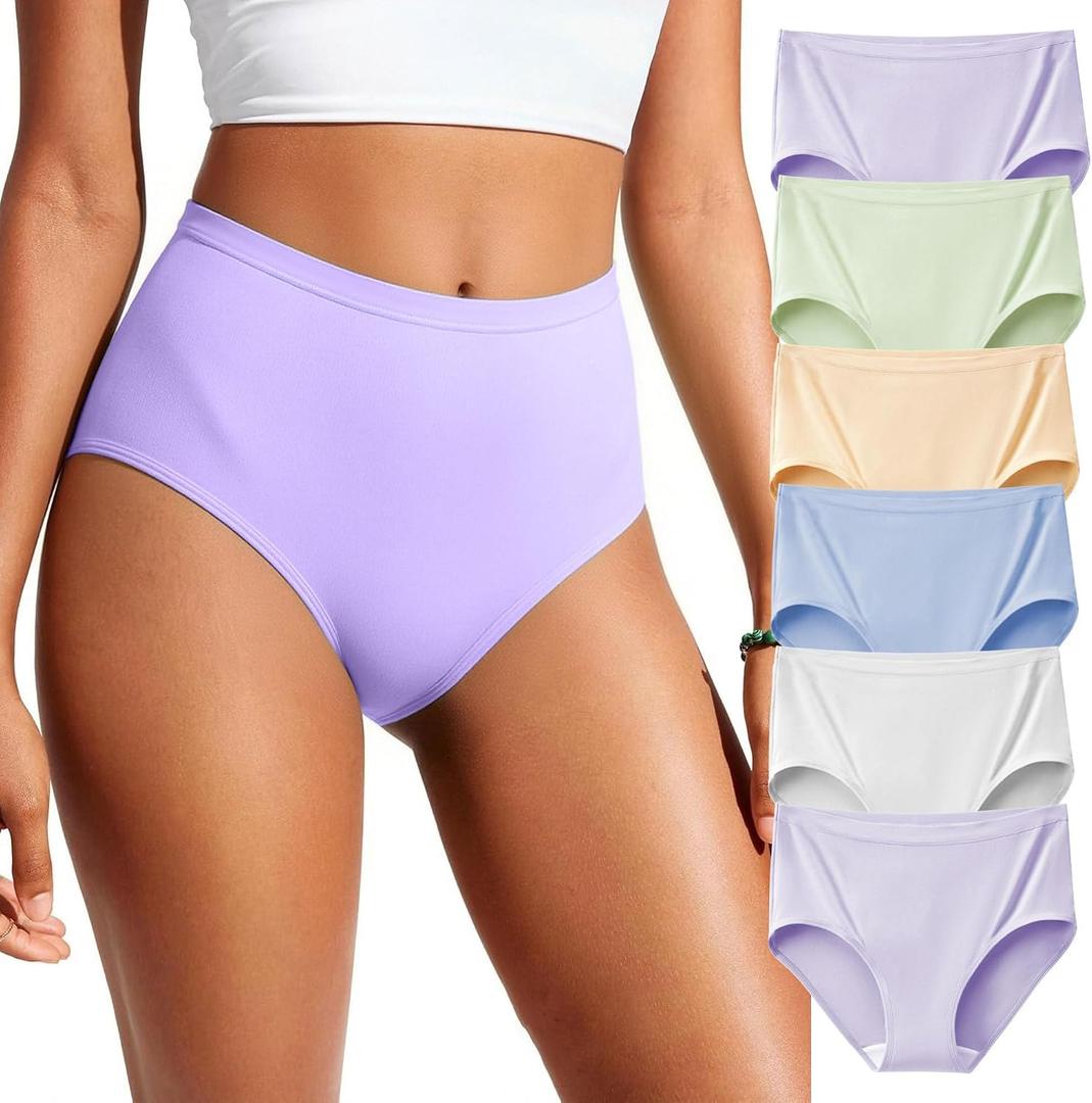 Battewa Cotton Underwear for Women OEKO-TEX Certified High Waisted Ladies Briefs Full Coverage Breathable Panties 6 Pack, XXL