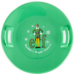 Slippery Racer Heavy-Duty Cold Resistant Downhill Pro Plastic Outdoor Winter Saucer Disc Snow Sled with Handles. (Buddy ELF-1 Pack)