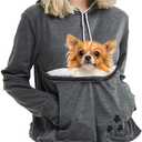 Unisex Pet Carrier Hoodie Cat Dog Pouch Holder Sweatshirt Shirt Top (XX-Large, Dark Grey)