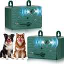 2-Pack Dog Bark Deterrent Devices, Anti Barking Device for Dogs, Battery Powered Bark Control Device for Indoor Outdoor Use, Humane Dog Training Tool to Stop Barking, Chewing & Bad Behavior(Green)