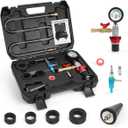 CMTOOL Coolant Vacuum Refill Kit, Universal Vacuum Coolant Fill Kit, Car Cooling System Filler Tool Set with 41.3 Inch Fill Hose, Pressure Gauge, 2 Quick Connect Adapters