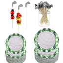 Puraikcmi 150Pcs Golf Party Supplies Paper Plates and Toothpicks Serve 25 Disposable Tableware Set for Birthday Party Decorations Game Day Family School Holiday Sports Events