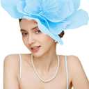 Gionforsy Flower Fascinators Hat Tea Party Hats for Women Flower Cocktail Headband for Wedding (One Size, Blue)