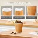 BYSNOW 100 Pack 12 oz Coffee Cups, Disposable Insulated Hot Cups To Go Paper Coffee Cups, Corrugated Ripple Wall Cup for Hot Drink, Office, Coffee Bar (Champagne 12 oz)