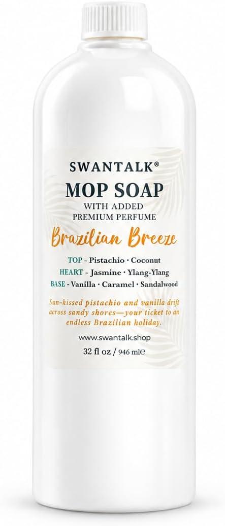 Mop Soap with Long Lasting Premium Perfume, 4X Concentrated Floor Cleaner, Multi Surface Solution for Hardwood, Tile, LVP, Laminate, Pet Friendly, 32 fl oz (Brazilian Breeze)