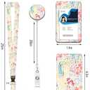 ID Badge Holder with Retractable and Detachable Lanyard, Cute Badge Reel Breakaway Lanyard with Carabiner Clip for Women, Teachers, Nurses, Students, Perfect Work and Office(Colorful Floral)