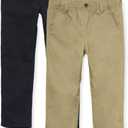 The Children's Place Boys' Stretch Chino Pants (16, New Navy/Flax 2-pack)