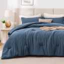 Love's cabin Navy Blue Queen Comforter Set, 3-Piece Prewashed Queen Size Bedding Set with 1 Comforter (90" x 90") and 2 Pillowcases (20" x 26"), Lightweight & Breathable Bed Set for All Seasons | Soft, Breathable, Lightweight, Comfortable