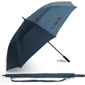 72 Huge Golf Umbrella 72 Inch Large Oversize Windproof for Rain Heavy Duty, Automatic Open With Double Canopy Vented - Blue