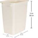 Rubbermaid 21 Quart Traditional Kitchen Bathroom and Office Rectangular Plastic Open Wastebasket Trash Can Bisque