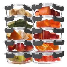 BAYZZ 10 Pack 22 oz Glass Meal Prep Containers, Glass Food Storage Containers with Airtight Lids, BPAFree, Freezer and Microwave Safe