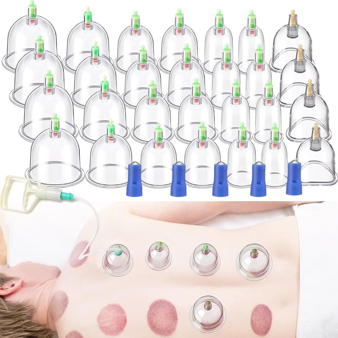 Geiserailie Cupping Set, 47 Cupping Therapy Set Cups Cupping Kit for Massage Therapy Chinese Cupping Set with Magnetics and Manual Pump Professional Vacuum Cupping for Cellulite Reduction Pain Relief
