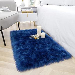 Noahas Faux Fur Rug,Luxury Fluffy Rugs for Bedroom,2 x 3 Feet Washable Area Rugs,Sheepskin Bedroom Rug,Furry Carpet Small Shag Rug,Soft Throw Rugs for Living Room Decor