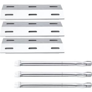 Hisencn Replacement Parts for Ducane 3100, 3200, 3400, 4100, 4200, 30400040, 30400042, 30400041, 30400046, Stainless Steel Burner Tube & Heat Plate for Ducane 3-Burner Gas Grill Replacement Parts