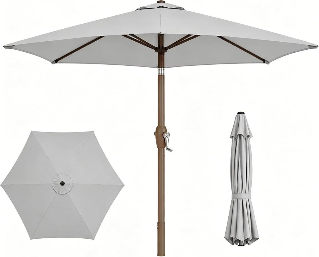 7.5ft Patio Umbrella, Outdoor Table Market Umbrella with Smooth Crank Lift, 6 Windproof Fiberglass Ribs, UPF50+ UV Protection for Deck, Pool, Garden and Backyard