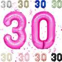 40 Inch Hot Pink 30 Number Balloons,Dark Pink 3 & 0 Foil Large Balloons,30 Big Digit Number Balloon for Women 30th Birthday Anniversary Graduation Party Supplies