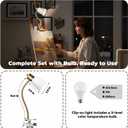 Desk lamp Eye-Caring Table Lamps, 360Rotation Gooseneck Clip on Lamp Reading Light, Portable Reading Book Light, Clamp Light, Study Desk Lamps for Bedroom and Office Home Lighting (Black and White)