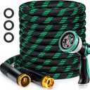 Garden Hose 50FT, Ultra Lightweight Flexible Water Hose with 10-Function Spray Nozzle, Kink-Free and Leak-Proof Design, Non-Expandable, Outdoor Hose for Yard, Lawn, Car Wash (Green)