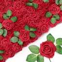 Sherr 250 Pcs Artificial Roses Flowers Bulk Fake Rose with Stem Faux Bridal Flower Centerpiece for Wedding Valentine's Day Christmas Tree Decorations Bridal Shower Party DIY Bouquet(Burgundy)