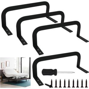 4 Pack Mattress Slide Stopper - Non-Slip Gripper Bar for Bed Frames Prevents Mattress Sliding on King/Queen/RV Beds - Heavy-Duty Steel Construction Black