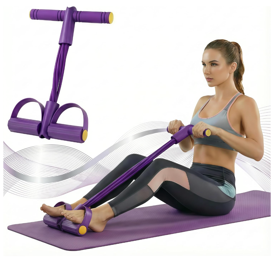 Pedal Resistance Band with Handle, 6-Tube Foot Pedal & Ankle Puller Exercise Band for Full Body Workout, Multifunction Home Gym Equipment for Arms, Legs, Abdomen, Waist Training