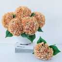 ZYTUYO 5 Pcs Peach Orange Silk Hydrangeas Artificial Flower Boho Dried Touch 20'' Faux Hydrangeas for Indoor Home Decor Kitchen Living Room Outdoor Porch Wedding Flower Arrangement