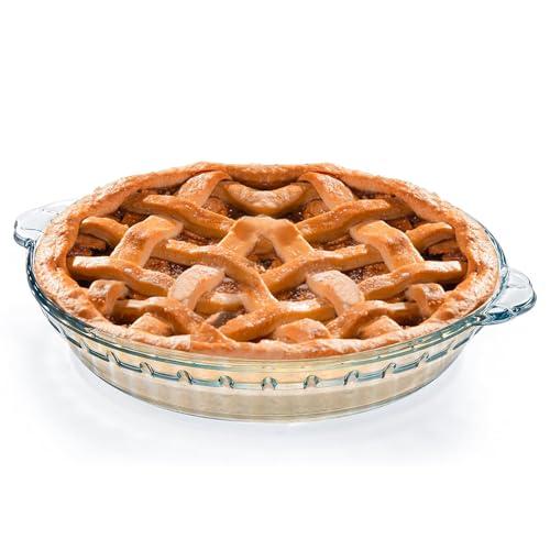 GRZJOPP 1 Pack Glass Pie Plate with Handles, 7 Inches Baking Dish, Clear Glass Serving Plate for Snacks, Salads, Desserts,Fruits (1)