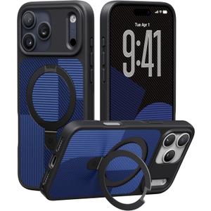 CASEKOO Geometric-Design for iPhone 17 Pro Case with Ultra-Magnetic Stand [16FT Military Protection] [Fit for MagSafe] Shockproof Slim Ring for iPhone 17 Pro Phone case 6.3", Ocean Blue