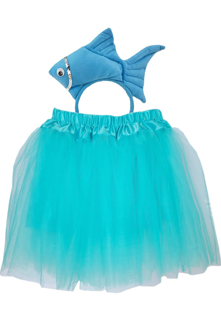 2 Pieces Fish Goldfish Marine Life Sea Animal Costume Headband and Tutu for Halloween Dress Up