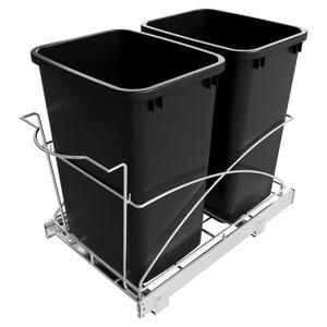Pull Out Trash Can Under Cabinet 35QT Capacity 14"Wx22"D, Heavy Duty Kitchen Garbage Bin Soft-Close Full Extension Slides, Cabinets Cabinet Trash Can Slide Out Waste Container for Kitchen, Black