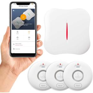 WiFi Water Leak Detectors for Home 3 Pack, Wireless Smart Water Leak Sensor, 120dB Adjustable Water Sensor Alarm Leak Detector, APP Alerts, 3 Water Sensors & 1 Hub for Kitchen, Bathroom, Sink, Laundry