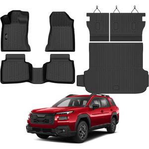Floor Mats Custom for Subaru Outback 2026 Trunk Mat with Backrest Mat All Weather TPE Full Set Liners Cargo Protector for Outback 2026 Accessories, Black