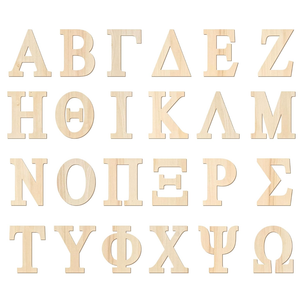 8 Inch 60 Pieces Wooden Greek Letters Crafts Unfinished Wood Greek Alphabets for Sorority/Fraternity/DIY Project/Learning/Wall Decor