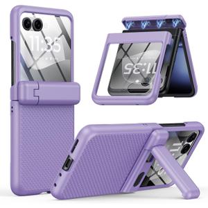 For Motorola Razr 2025 Case [Built-in Screen Protector] [Hinge Protection & Kickstand] Ultra Thin Shockproof Full Body Protective Phone Cover Case for Moto Razr 5G 2025,Purple