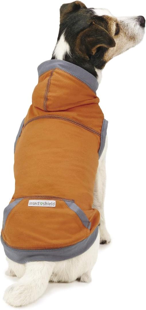 Insect Shield Insect Repellant Lightweight Hoodie for Protecting Dogs from Fleas, Ticks, Mosquitoes & More,Orange,24-Inch