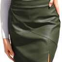 Faux Leather Skirts for Women High Waisted Bodycon Pencil Mini Skirt with Shorts (M)